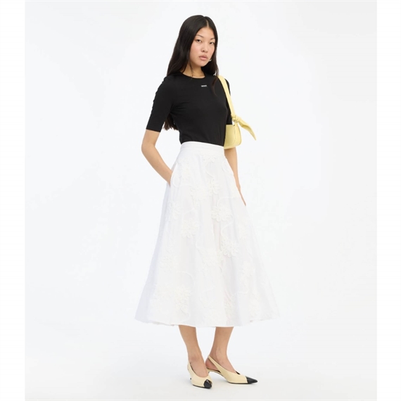 Rotate Flower Maxi Nederdel, Bright White 